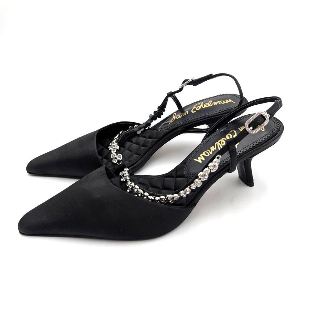 Sam Edelman Bonnie Slingback Pump Pointed Toe Women's Black Size US8.5M EU39